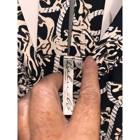 Lulu B Women's Black Coral and Rope A-Line Midi Dress Size M Casual - Picture 3 of 7